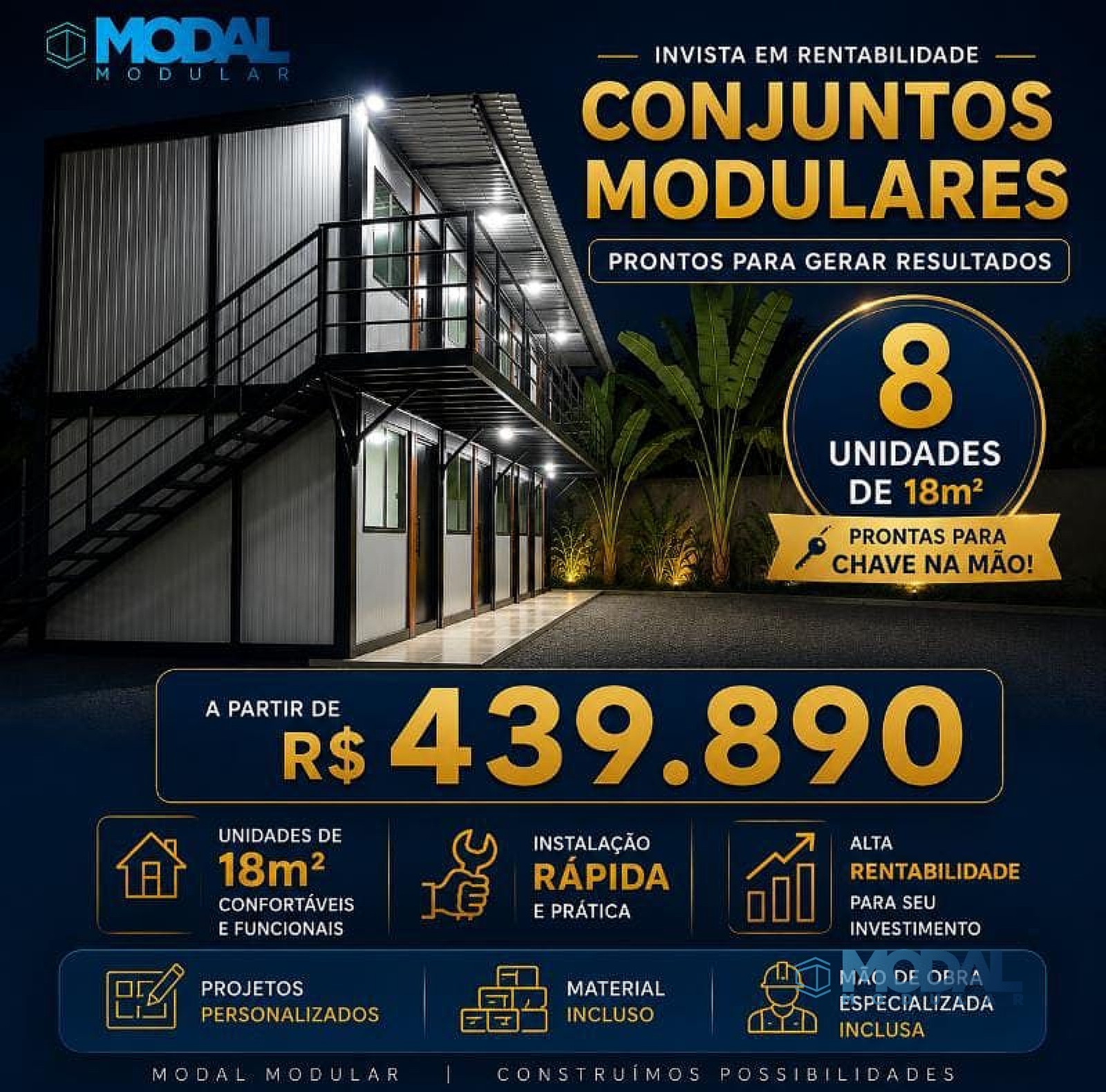 Condomínio 8 Studios 18m2 Modal PLUS